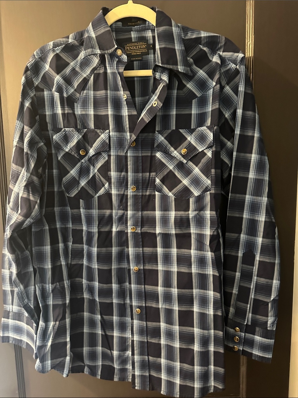 Pendleton Navy and Light Blue Plaid Button-Down Shirt
